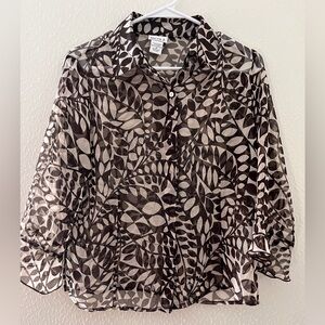 NICOLA Black and White Leaf Pattern Blouse